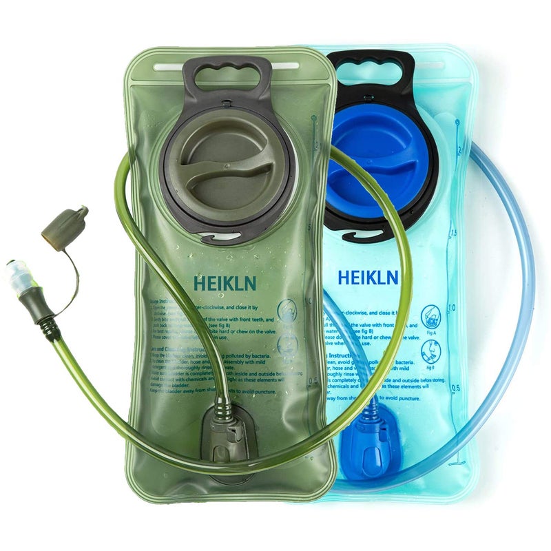 HEIKLN 2 Pack Hydration Bladder 2 Liter,Leak Proof Water Reservoir, BPA Free Military Water Storage Bladder Bag Hydration Pack Replacement Easy Clean for Bicycling Hiking Camping Hunting Running - Image 1